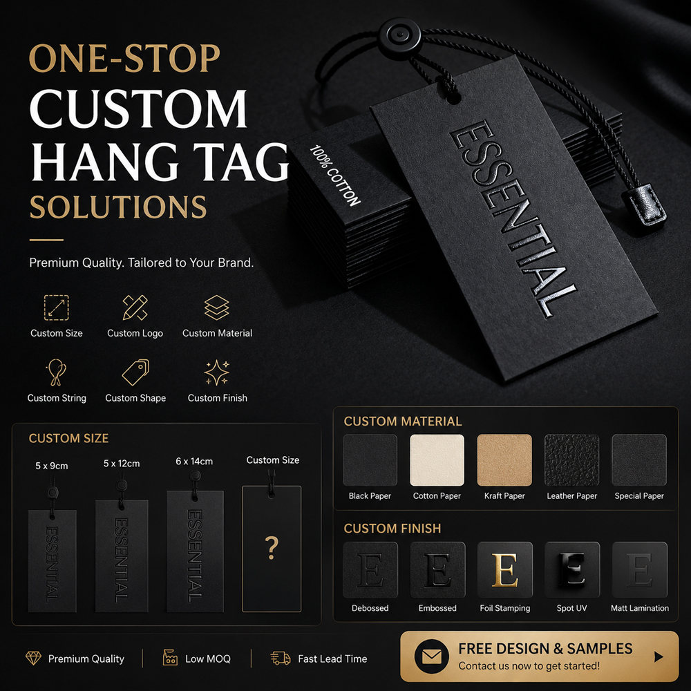 Elastic hang tag cord for clothing label